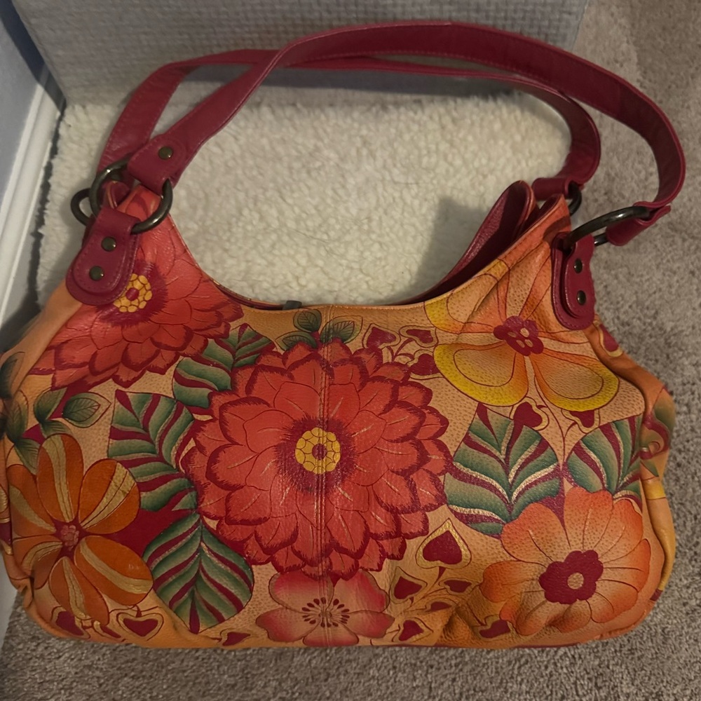 Anushka hand painted leather bag large.